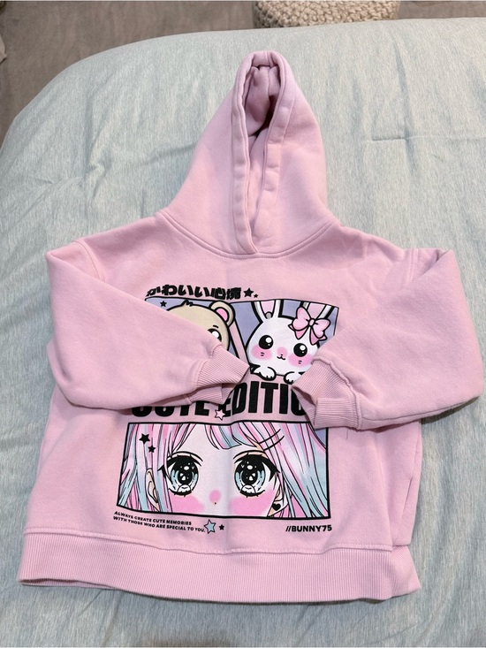 Zara Other - Zara Pink Kawaii Anime Graphic Hoodie Size 6
